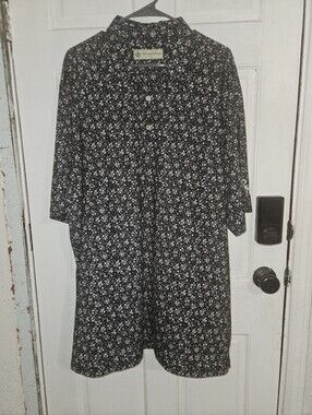 Donald Ross Black/ White Floral Golf Shirt XXL